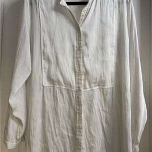 H&M Women's White Long-Sleeve Button Blouse